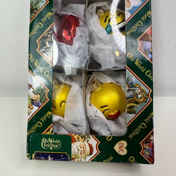 Old World Christmas Mini Emoji Glass Christmas Ornament SET Of 6 - Picture 4 of 9